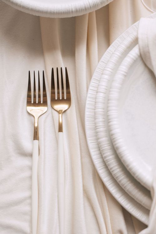 Ivory set at rectangular table