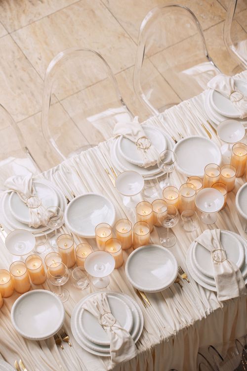 Ivory set at rectangular table