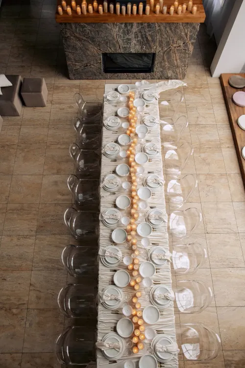 Ivory set at rectangular table