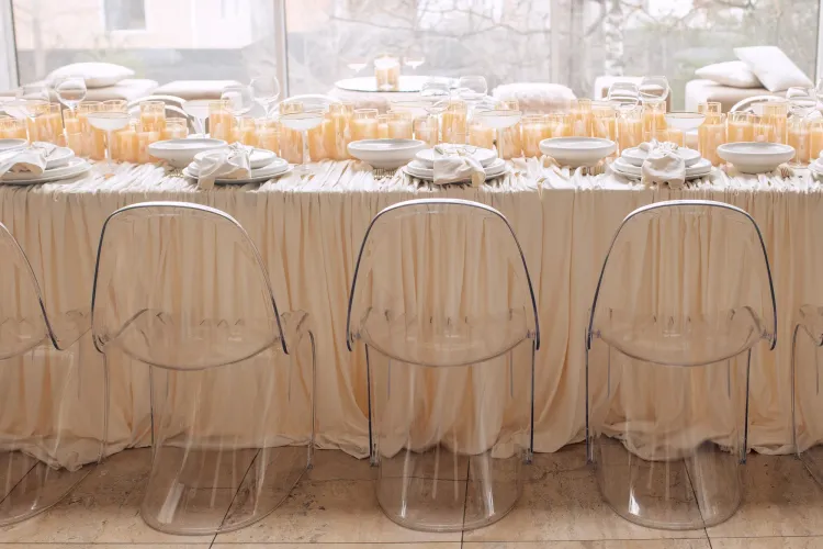 Ivory set at rectangular table