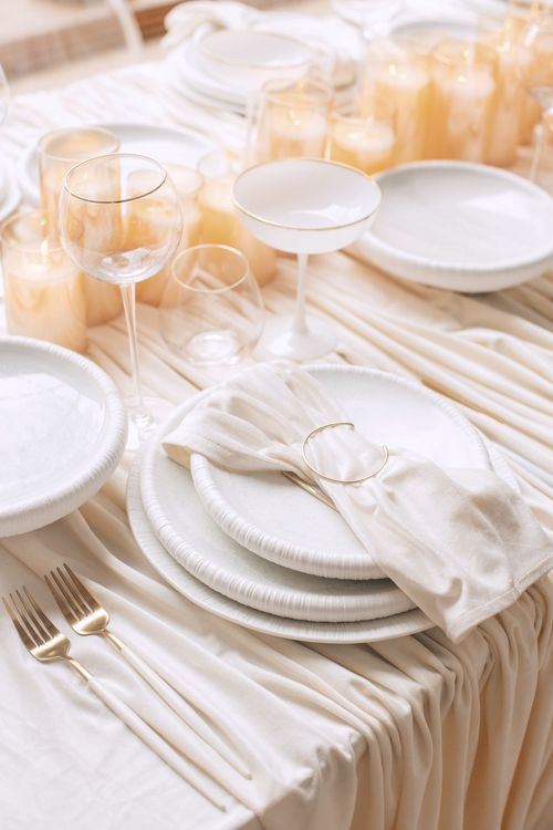 Ivory set at rectangular table