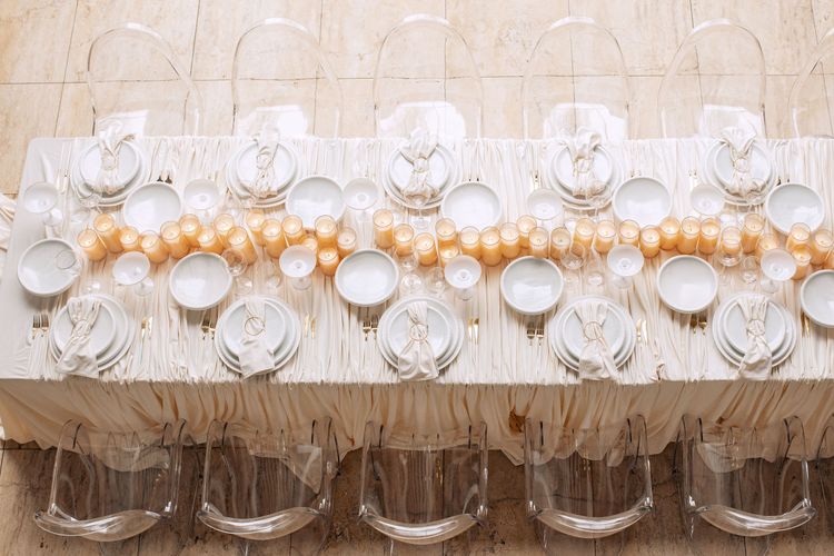 Ivory set at rectangular table