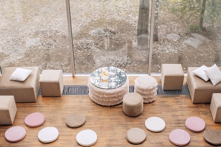 Ivory set at rectangular table