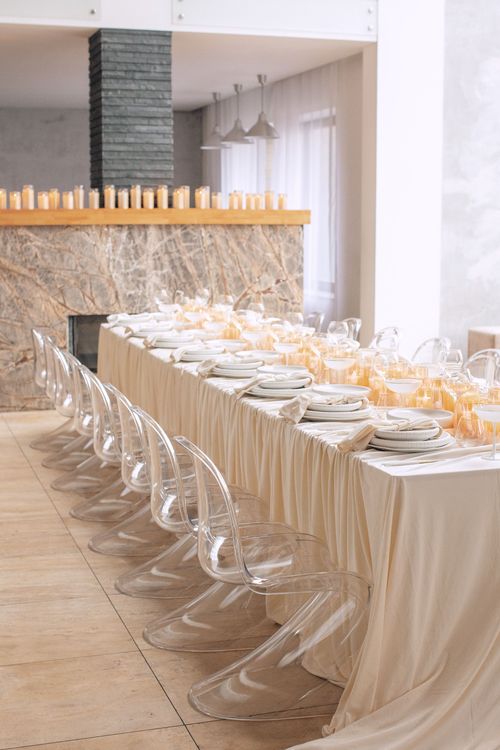 Ivory set at rectangular table
