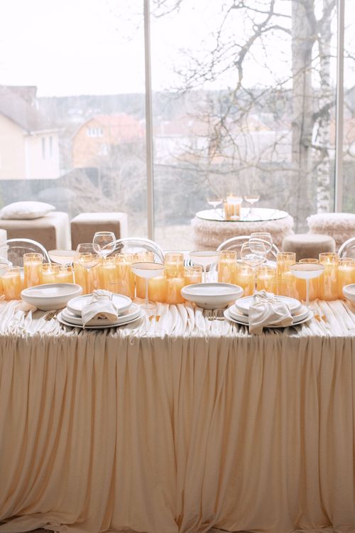 Ivory set at rectangular table