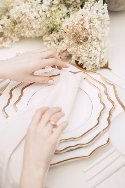 Ivory velvet table setting