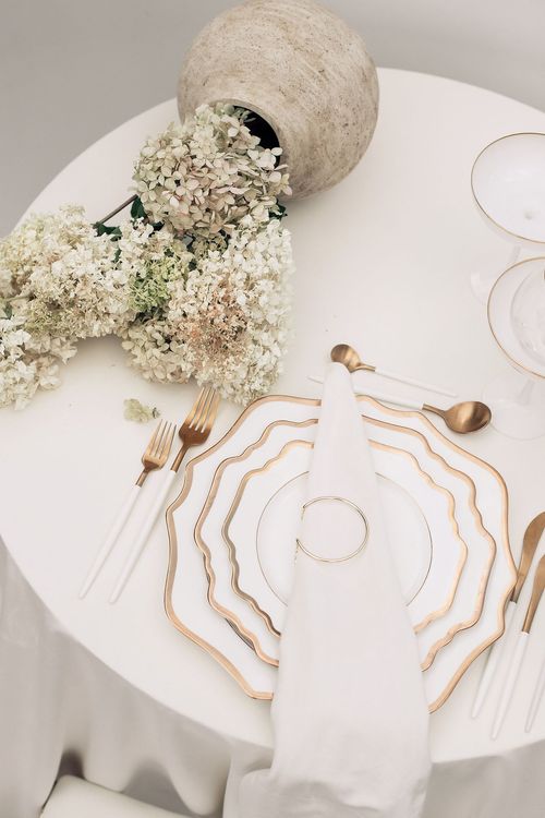 Ivory velvet table setting