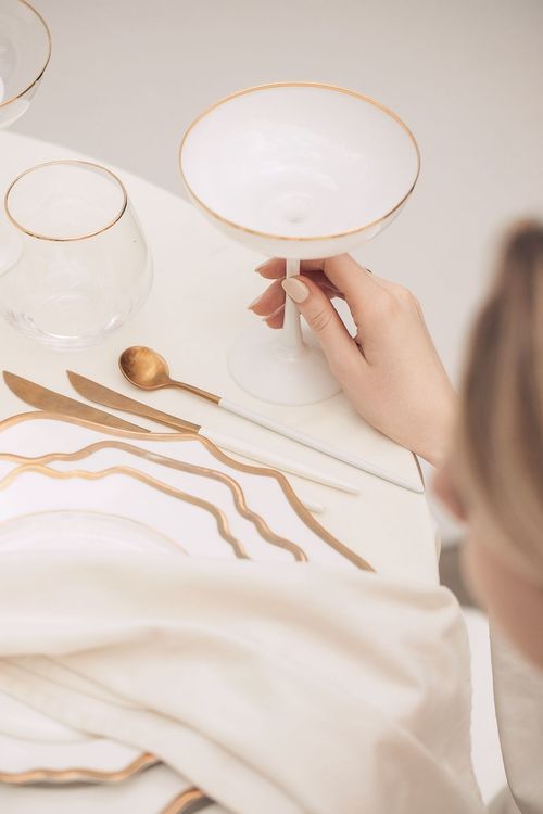 Ivory velvet table setting