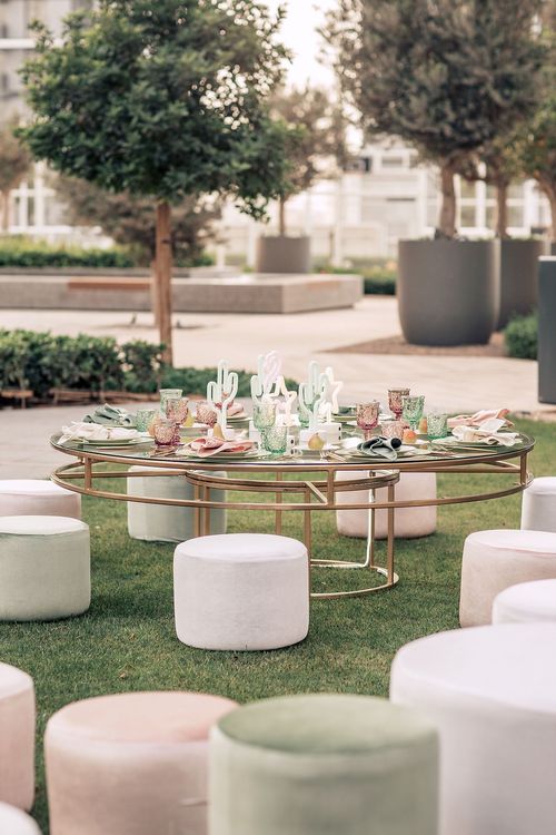Kids table setting at round table