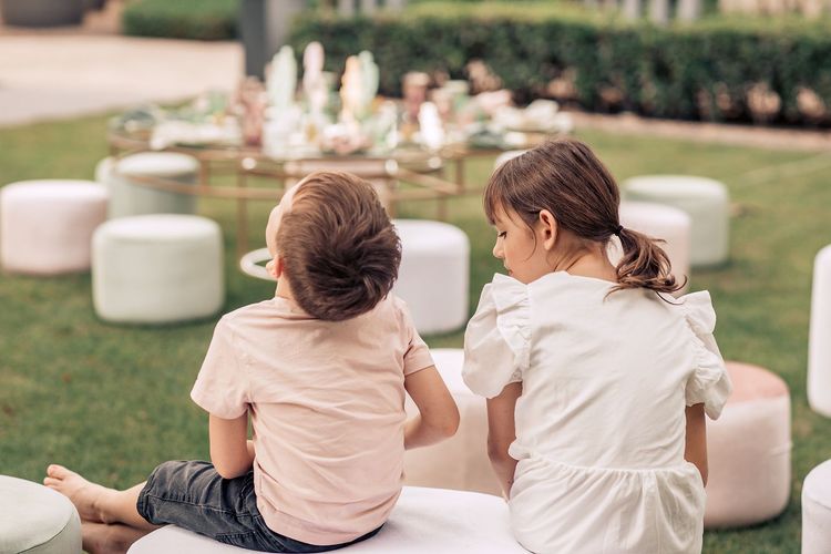 Kids table setting at round table