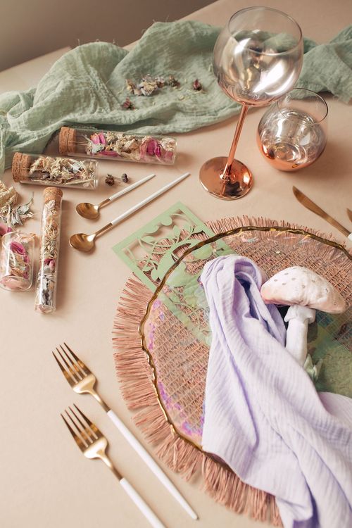 Lavender-fern table setting