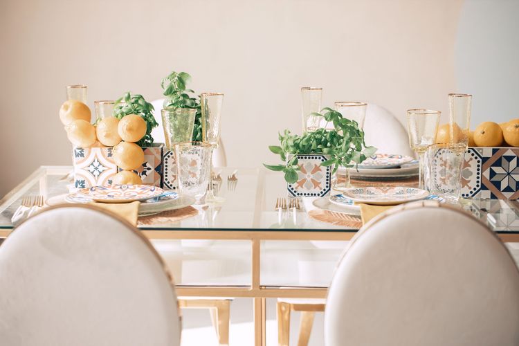 Lemon-Yellow Highlights — Sicilian Set with White Velvet Chair