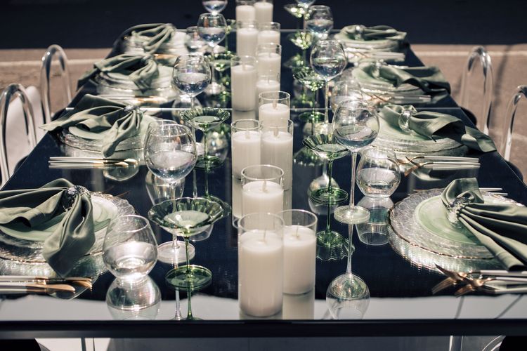 Matcha set on a black rectangular table