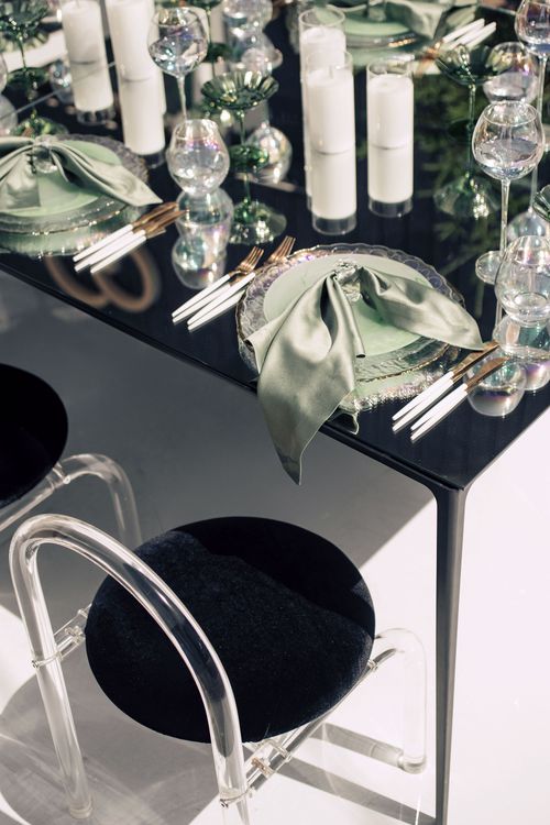 Matcha set on a black rectangular table