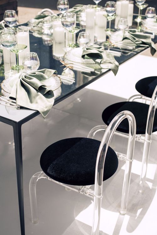 Matcha set on a black rectangular table