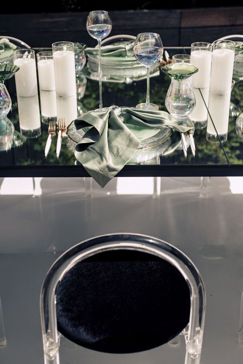 Matcha set on a black rectangular table