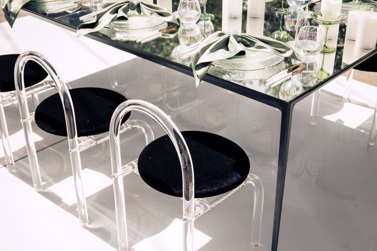 Matcha set on a black rectangular table