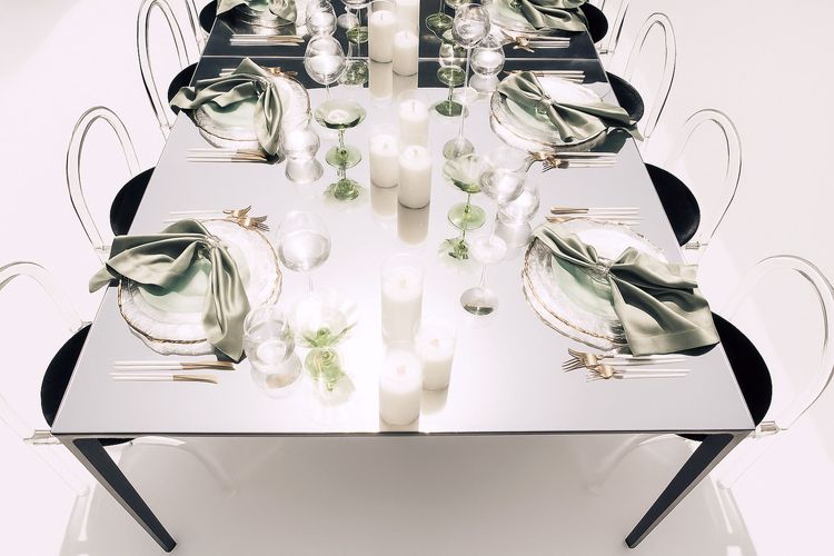 Matcha set on a black rectangular table