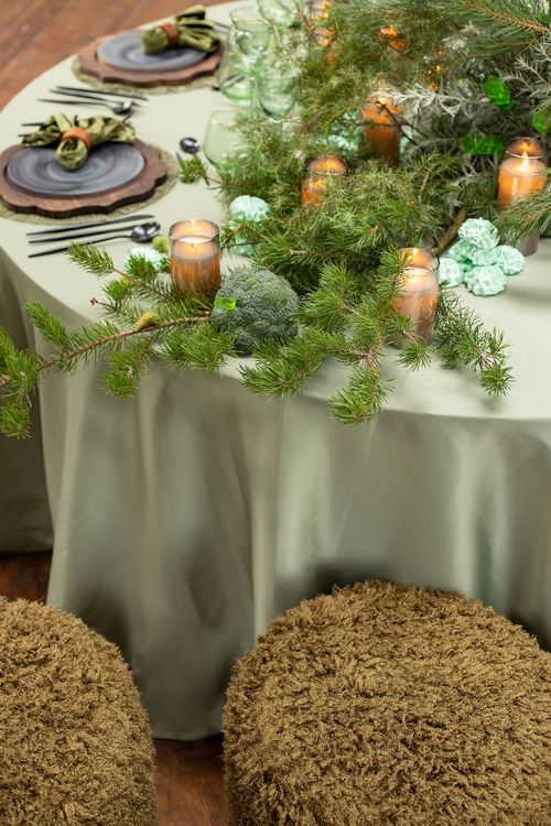Matcha table setting at round table