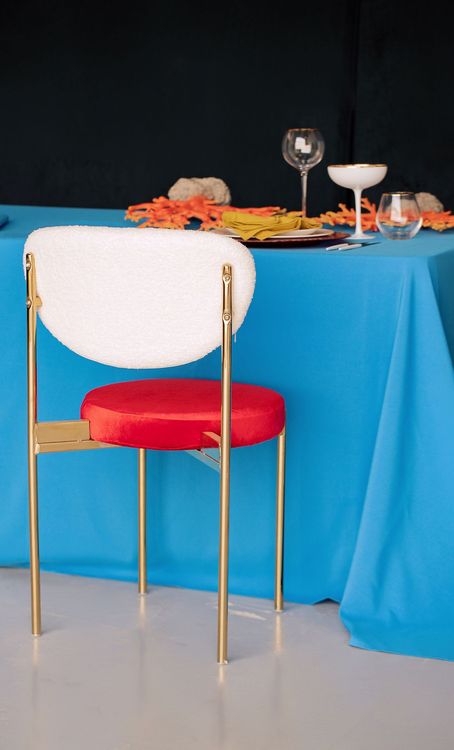 Modern Coral Table in Blue & Red