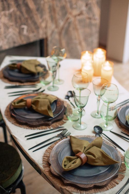 Moss-Green Velvet Serpentine, Many Candles