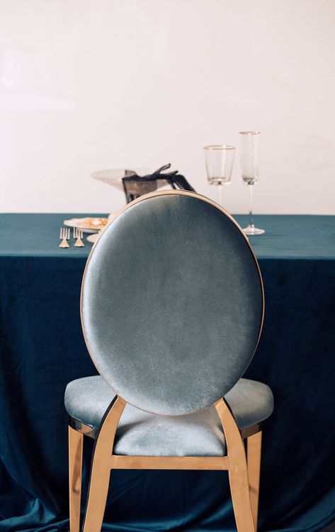 Noir Blue Tablescape — Gold Details