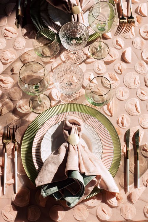 Nude table setting at rectangular table