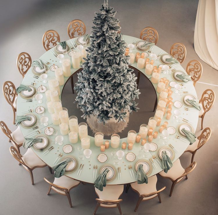 Nutcracker-Inspired Round — Fern Greens, Gold, Tree in Center