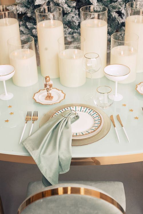 Nutcracker-Inspired Round — Fern Greens, Gold, Tree in Center