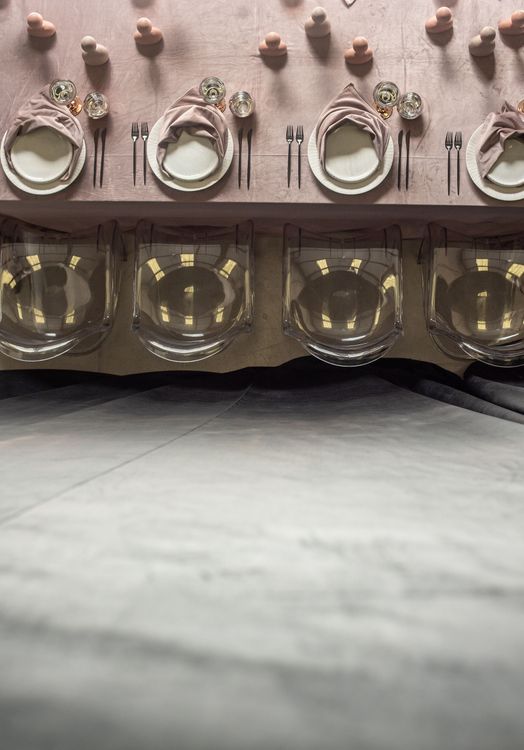 Rectangular Velvet Tablescape with Copper Glasses