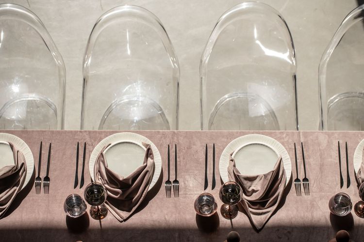 Rectangular Velvet Tablescape with Copper Glasses