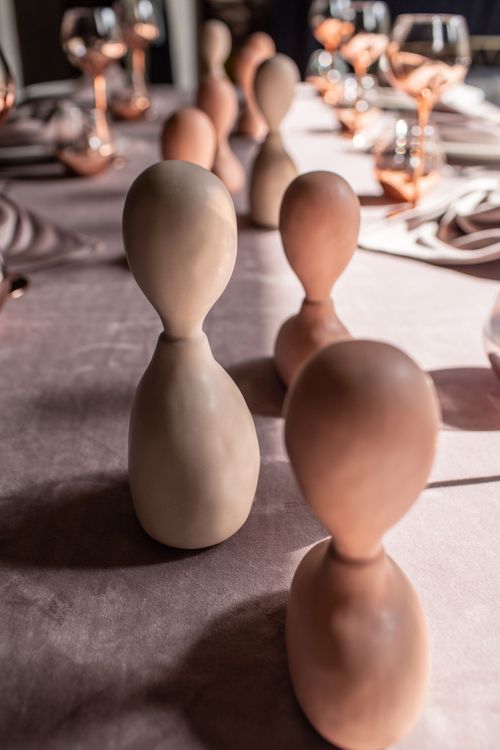 Rectangular Velvet Tablescape with Copper Glasses