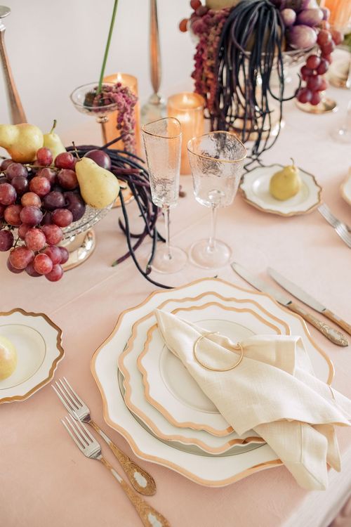 Rectangular table with carved velvet chairs