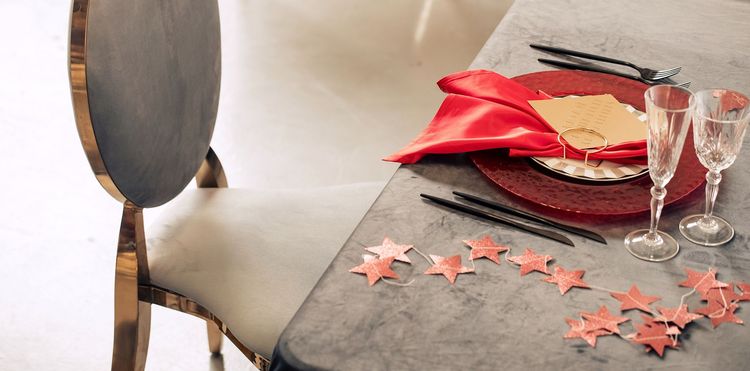 Red table setting with stars
