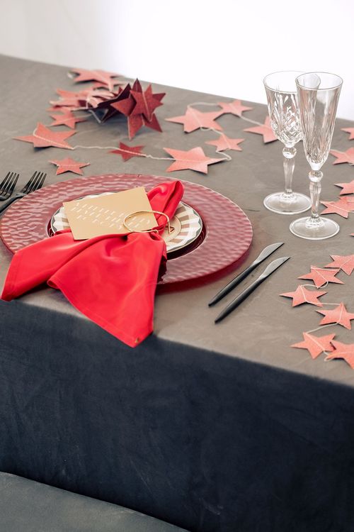 Red table setting with stars