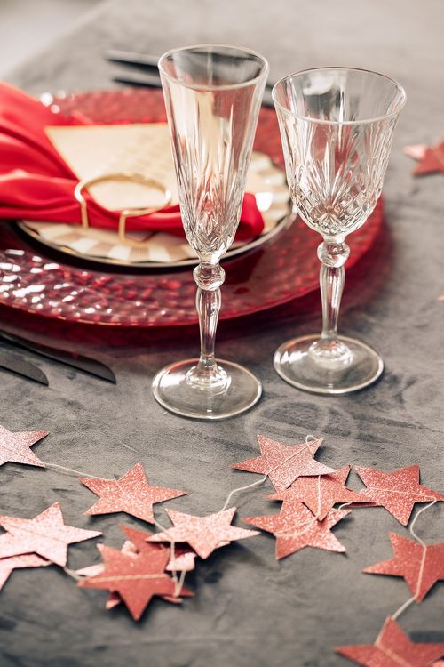 Red table setting with stars