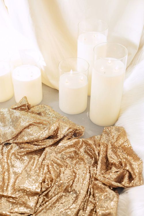 Sequin Table, Fur Accents, Saffron-Tinted Glasses