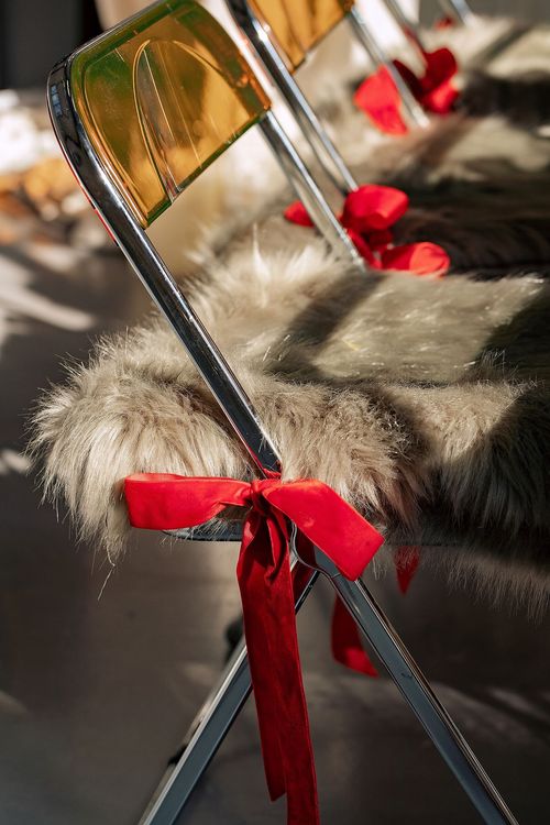 Sequin Table, Fur Accents, Saffron-Tinted Glasses