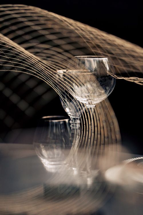 Smoky table setting at round table