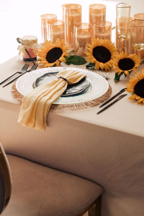 Table setting with sunflowers