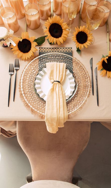 Table setting with sunflowers