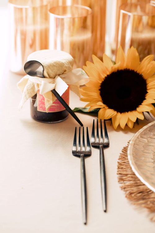Table setting with sunflowers