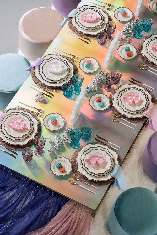Unicorn & Hologram Shine — Kids Tablescape