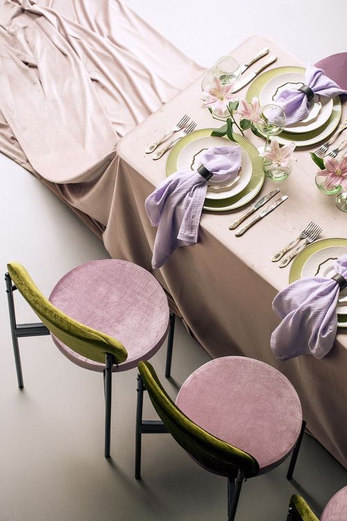 Velvet chairs lilac green shades