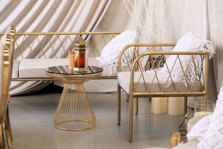 Velvet lounge tablescape cozy seating