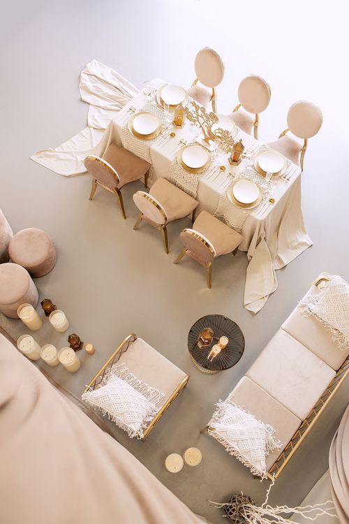 Velvet lounge tablescape cozy seating