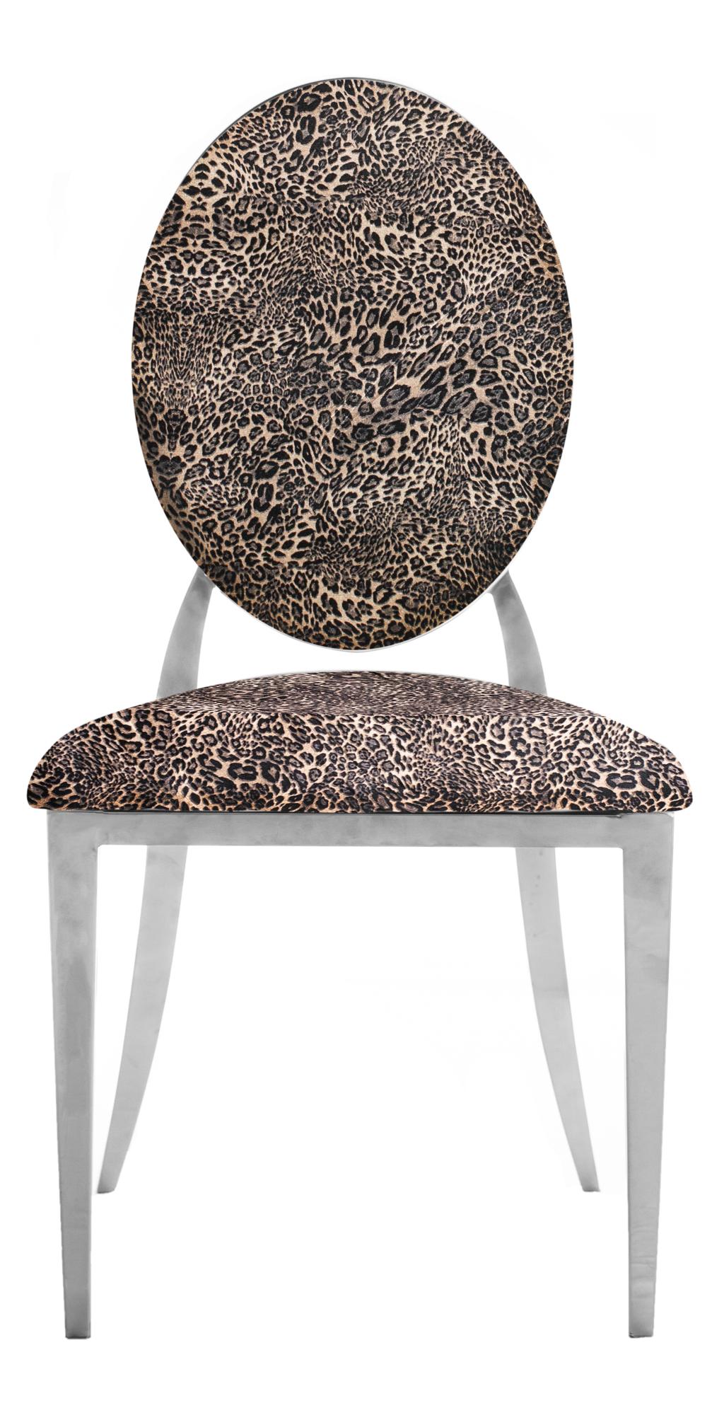 Silver DUPONT velvet chair, leopard print #343