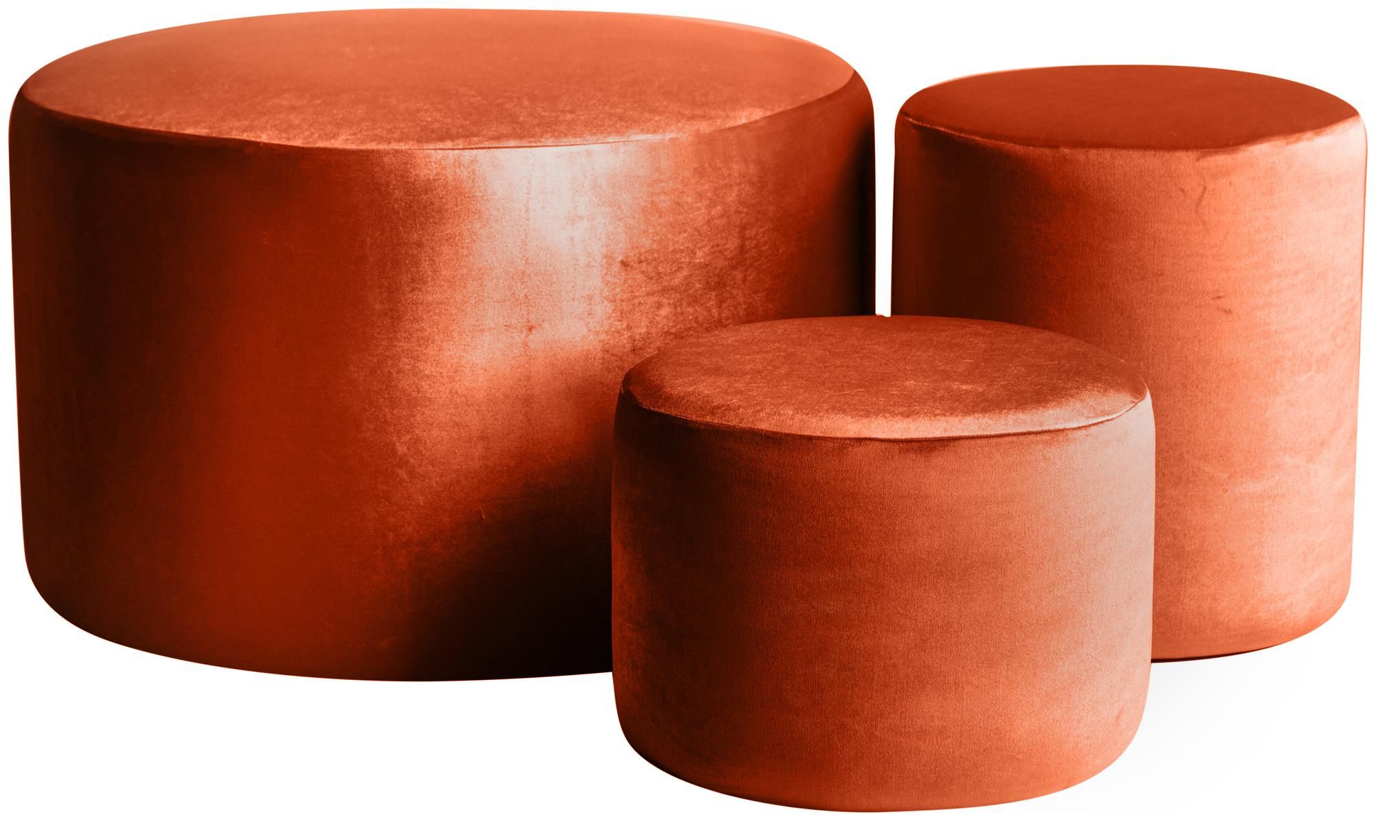 Set of 3 round NORMAN pouf, pumpkin color #345