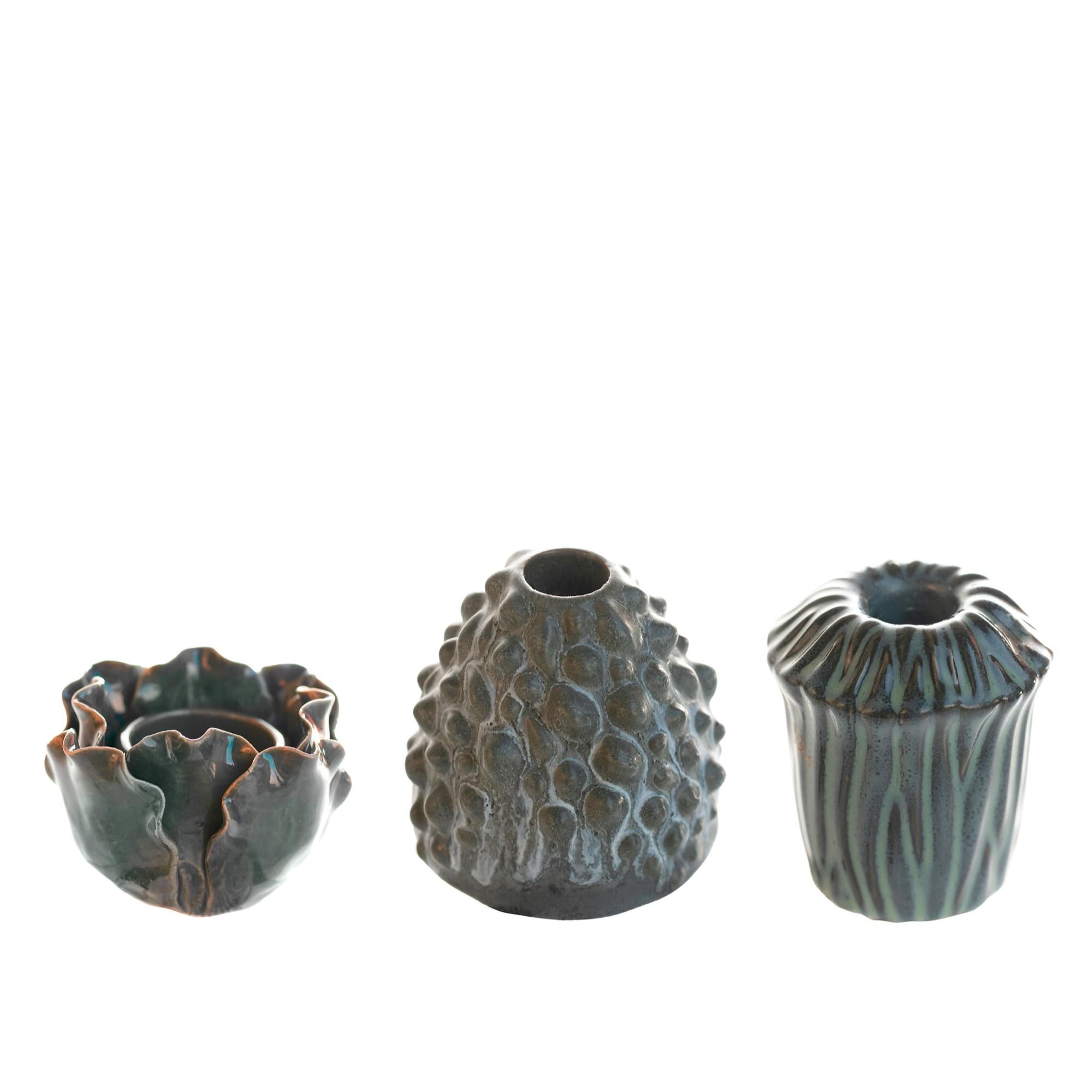 MASINI ceramic candleholders — artistic set inspired by ocean textures.