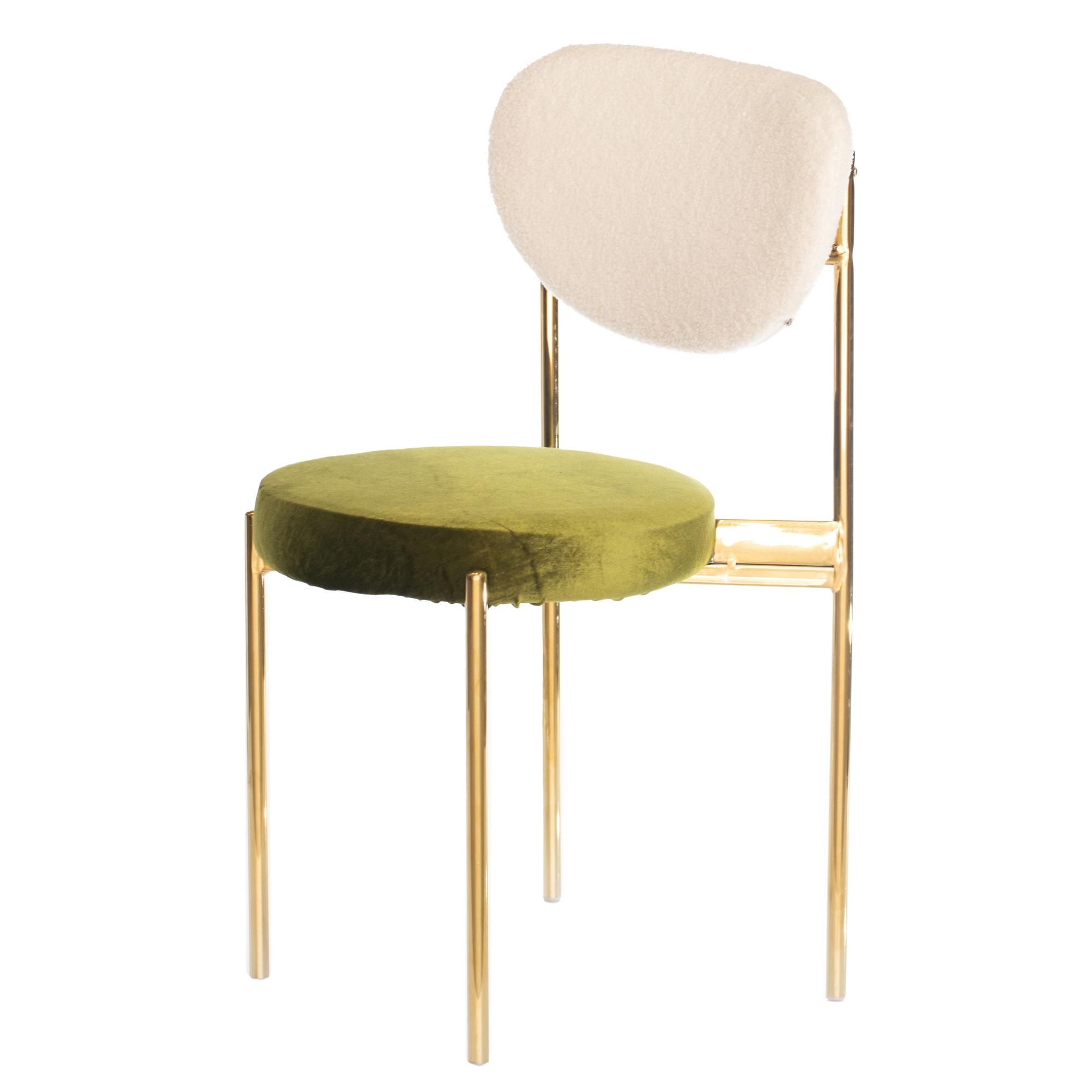 Gold mix TEMPO chair with GREEN seat #352 and TEDDY back
